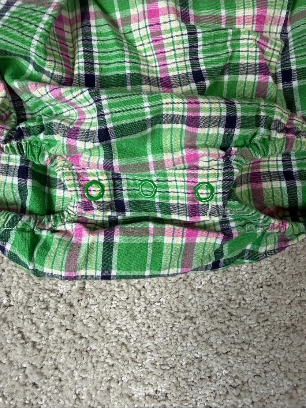 RALPH LAUREN Baby Sz M 6-12 Months Green Bubble Romper Multi‎ Plaid Girls Preppy